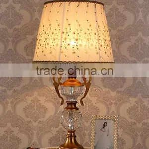 Metal Stand Lace Lampshade Clear K9 Crystal Table Lamp thumbnail-1