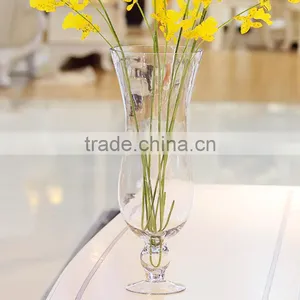 Home Indoor Decor Flower Glass Vase With Short Stem thumbnail-2