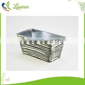 Metal Balck White Flower Desk Square Decorative Pot thumbnail-3