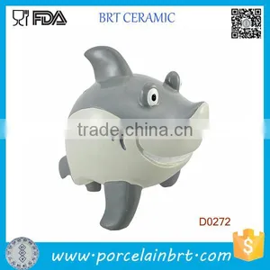 Big Cute Shark Birthday Gift Ceramic Custom Coin Bank thumbnail-1