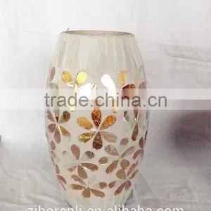 Different Shapes Golden Mosaic Glass Floral Vase thumbnail-4