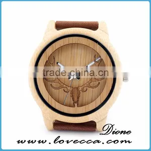 Private Label Your Own Logo Leather Band Wristwatch Wholesale Wood Watch thumbnail-1
