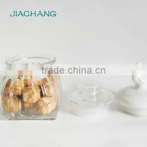 Square Buttom Airtight Glass Preserve Container With Bird Ceramic Lid thumbnail-3