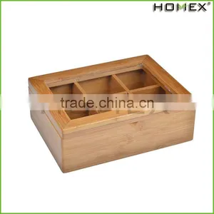 China Bamboo Tea Box With Clear Lid/Homex_Factory thumbnail-1