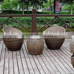 Outdoor Round Rattan Coffee Table and Chair thumbnail-1