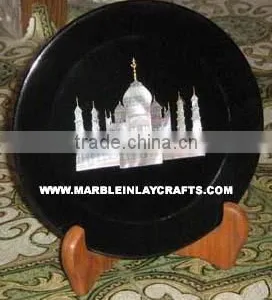 Fancy Black Marble Plate With Taj Mahal thumbnail-1