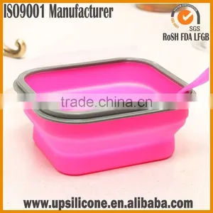 2-compartment Food Container With Lid Silicone Collapsible Lunch Box With Lid Dishwasher Safe Bento Lunch Box Container thumbnail-4