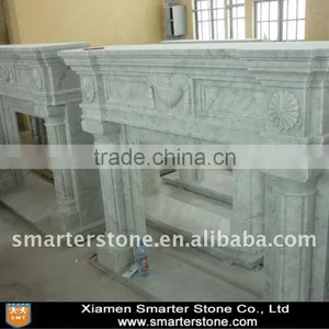 Carrara White Marble Stone Fireplace thumbnail-1