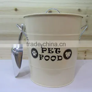 Metal Pet Food Container/galvanized Dog Food Storage Bin/household Canister With Spoon thumbnail-2