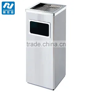 Square Stainless Steel Powder Coated Dust Bin With Ashtray thumbnail-1