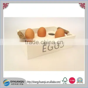 White Wooden Egg Box Kitchen Storage Container Vintage Egg Crate Trug Holder thumbnail-1