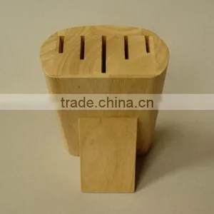 Regular 5- Slots Rubber Wood Knife Block, Stand, Holder thumbnail-1