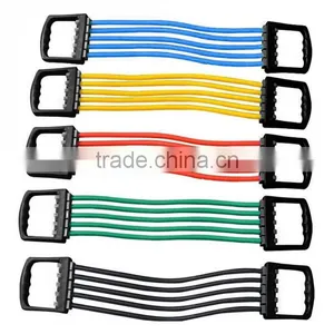 Portable Indoor Sports Supply Chest Expander Puller Exercise Fitness Resistance Cable Band Tube Yoga 5 Latex Resistance Bands thumbnail-1