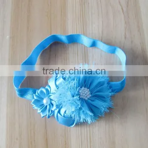 Fabric Flower With Pearl Rhinestone in Center Headband for Kids Hair Accessories thumbnail-5