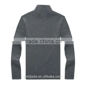 Casual Men's Winter Wool Knitted Zip Cardigan Men Plain Knit Cardigan Sweater thumbnail-3