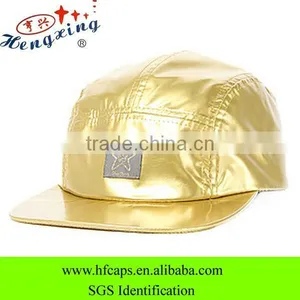 Gold Water Proof Custom 5 Panel Wholesale Hip Hop Hats thumbnail-1