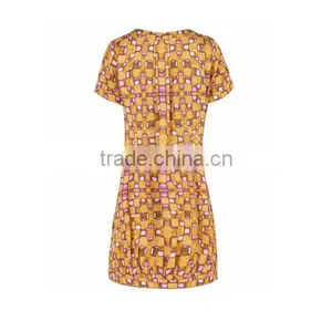 New Fashion Europe Style Ladies' Close Fit Printed Zip-up Short-sleeved Old Fashion Dresses thumbnail-3