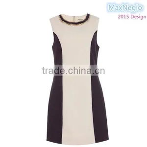 Hot Sale Sleeveless Design Patch Worked Cotton High Fashion Womens Dresses thumbnail-1
