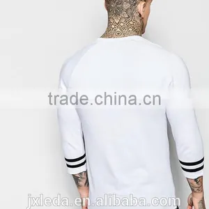 New Customize Summer White Varsity Sleeve 3/4 Sleeve Muscle T-shirt Men thumbnail-2