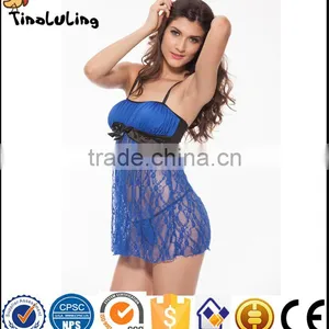 Cheap Night Wear Wholesale Sultry Women Royal Blue Beauty Sexy Lingerie Manufacture thumbnail-3
