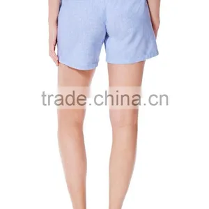 Wholesale Women Clothes Summer Casual Belted Cotton Chambray Shorts thumbnail-4