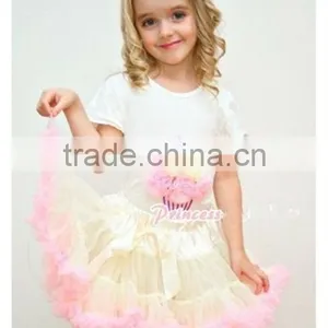 2013 Newest White 100%cotton Top Pink Pettiskirt Set Outfit for Baby Girls thumbnail-1