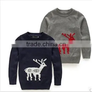 Kids Sweater Wholesale Round Neck Deer Pullover Sweater Kids Boys Sweater Children's Pullover thumbnail-1