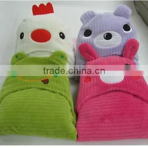 Printed Coral Fleece Baby Robe With Ears and Animal thumbnail-1