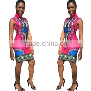 Walson Women Traditional African Print Fitted Dashiki Bodycon Dress thumbnail-3
