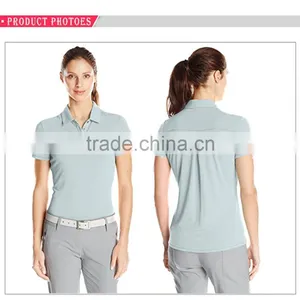 Custom Cotton Button Up Womens Blank Polo T-shirt Banded Collar thumbnail-5