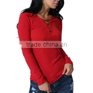 Spring Foreign Trade the Original Single Large Size T-shirt Female Cotton Pure Color Bind Coat thumbnail-1