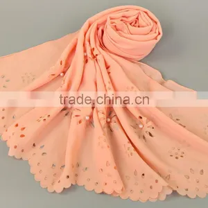 Pearl Chiffon Scarf New Bubble Towel Muslim Pearl Cut Flower Scarf Popular Scarf Selling thumbnail-5