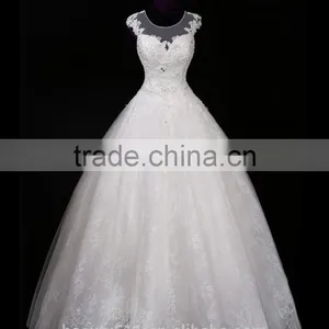2017 Elegant Beadings Mermaid V-neck Straps Floor-length White Lace Wedding Dress F13502 thumbnail-2