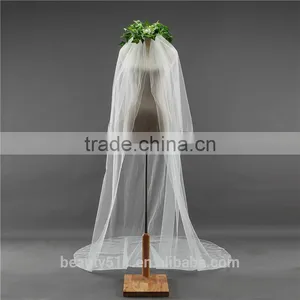 Wholesale Wholesale White Wedding Lace Long Tulle Bridal Veils 2017 HL07 thumbnail-4