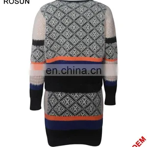 Women Winter Classic Mohair Jacquard Partten Mini Knitted Dress Suits thumbnail-3