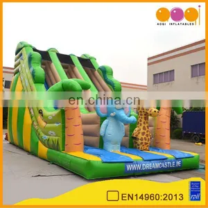 AOQI Newest Inflatable Toy China High Quality Elephant Inflatable Slide With Double Slide Lane for Sale thumbnail-1
