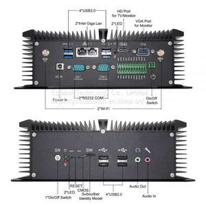 Industrial Fanless Mini PC i5 8250U 4 Cores 2 * DDR4 2 * COM Wind10 Linux Mini Desktop Computer VGA HDMI Wi-Fi thumbnail-2
