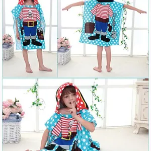 New Children Cute Cartoon Hooded Cloak Beach Towel Animal Printed Microfiber Baby Boys Girls Kids Swimming Bath Towel 120x60cm thumbnail-5