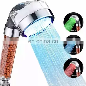 LED Shower Head Filter Showerhead Temperature Control LED Anion Colorful Bathroom Shower Handheld Shower thumbnail-1