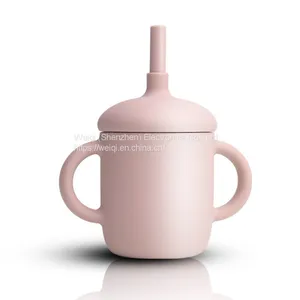 Weiqi Manufacturer BPA Free Silicone Sippy Cup Reusable No Spill Silicone Cup With Lid Straw thumbnail-3