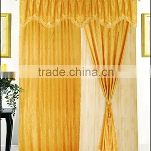 2PCS JACQUARD WINDOW CURTAIN SET WITH LACE BACKING, WITH 2 TASSEL TIE-BACK thumbnail-1