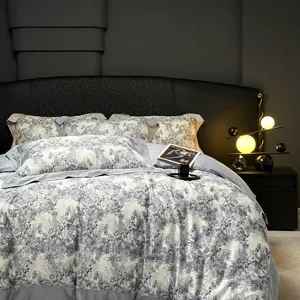 Washed Cotton Bedding Set 4 Pieces - Soft Duvet Cover, Pillowcases, Queen/King Size, All Season (No Comforter Included) thumbnail-2