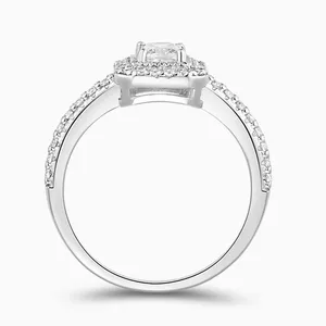 Shining Star Jewelry Fashionable 0.8ct Moissanite Emerald Cut Halo Ring Women thumbnail-4