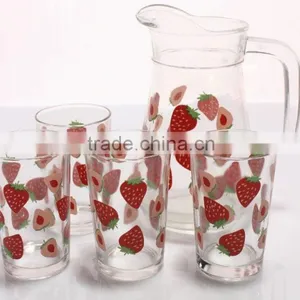 2016 Factory Outlet Eco-friendly 7PCS Glass Water Jug Set With Decal Glass Water Set thumbnail-1