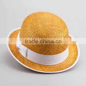 2015 Factory In-stock Natural Round Straw Hat 56cm For Adults Fedora Hat Sraw Hat for Mens Red /blue/green/rose thumbnail-1