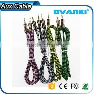 2016 New Products Fabric Braided 3.5mm Aux Audio Cable Male to Male for All Kinds of Electronics Product Express Supplier's Choice thumbnail-1