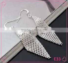 Silver Plated Piercing Rhinestone Prismatic Earring With Hook thumbnail-1