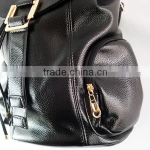 2015 Fashion Hot Selling Black PU Leather Backpack Custom Logo Backpack thumbnail-5