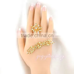 Various Designs Style Fashion Artificial Fancy Chain Hand Ring Bracelet for Girls thumbnail-2
