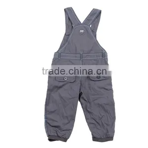 Kid's 100%cotton Dark Grey Cheap Stock Clothing Suspender Pants thumbnail-2